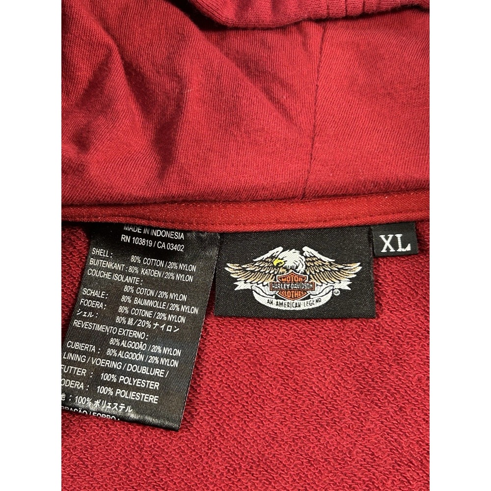 Harley Davidson Hoodie Womens Extra Large Red Zip-Up Sleeveless Snap Pockets - Picture 2 of 12
